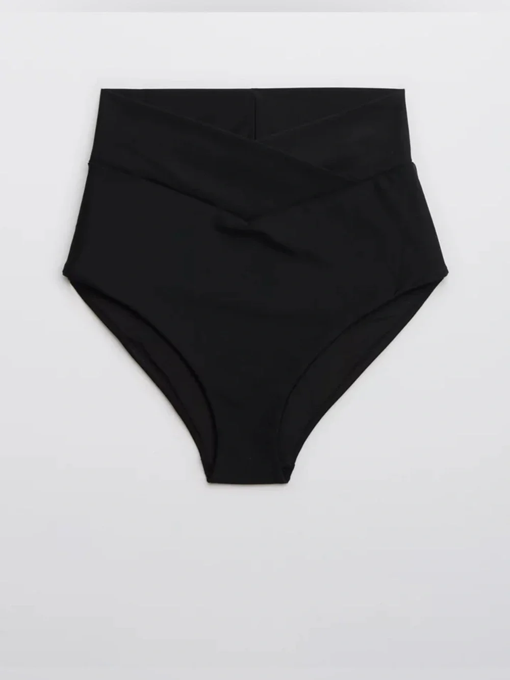 Aerie High-Waist Crossover Black Bikini Bottoms NWT